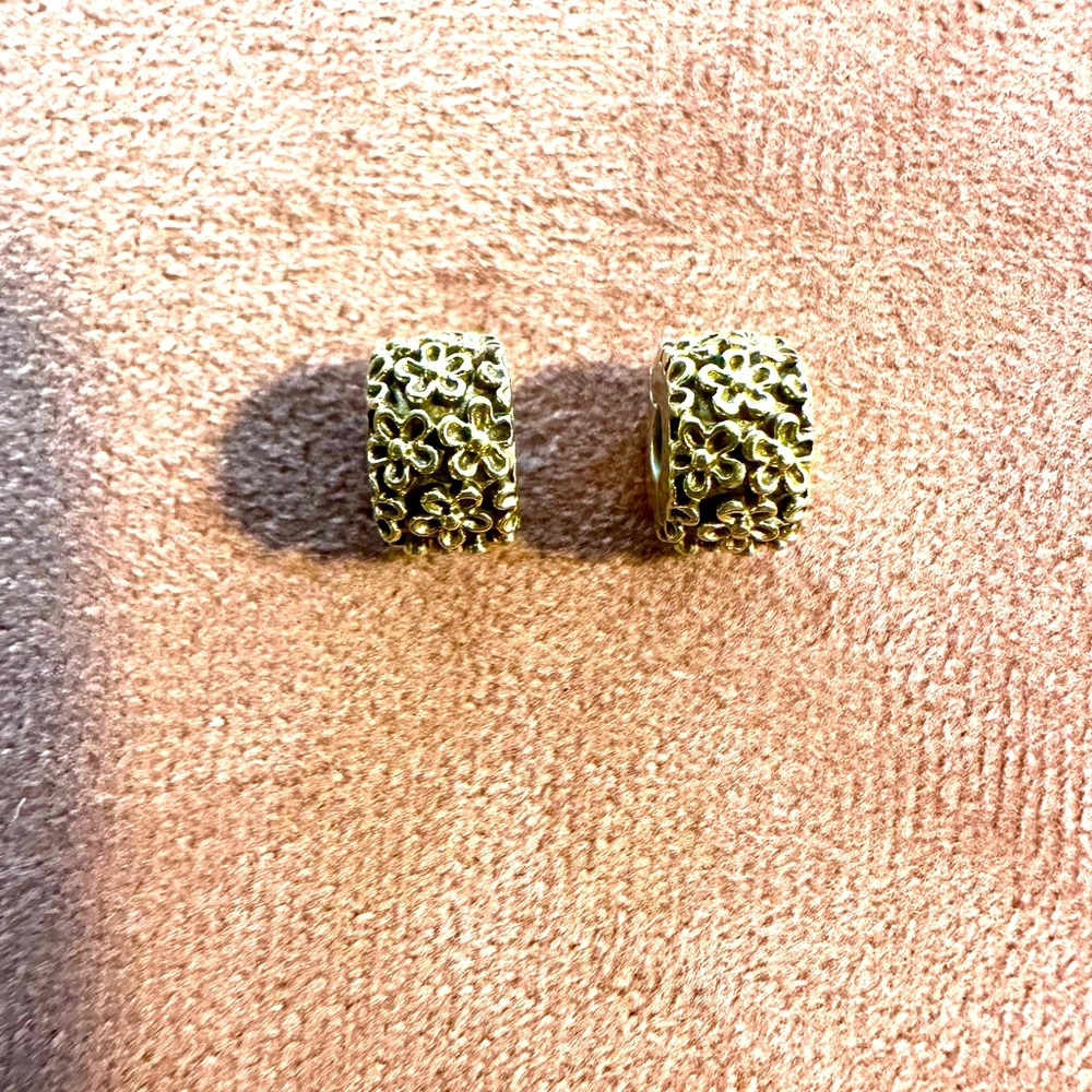 Authentic Pandora Set of (2) Flower Clip Charms